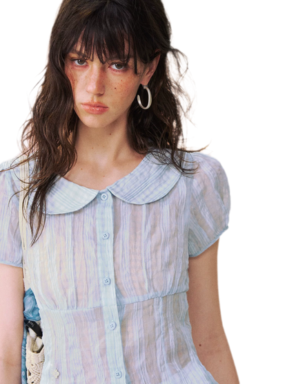 Lace Trim Puff Shirt