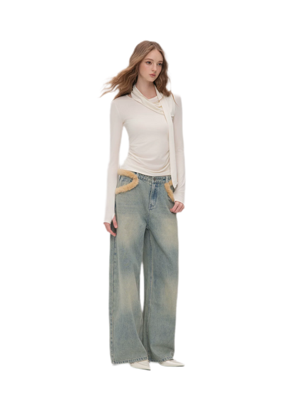 Vintage Washed Wide-Leg Jeans