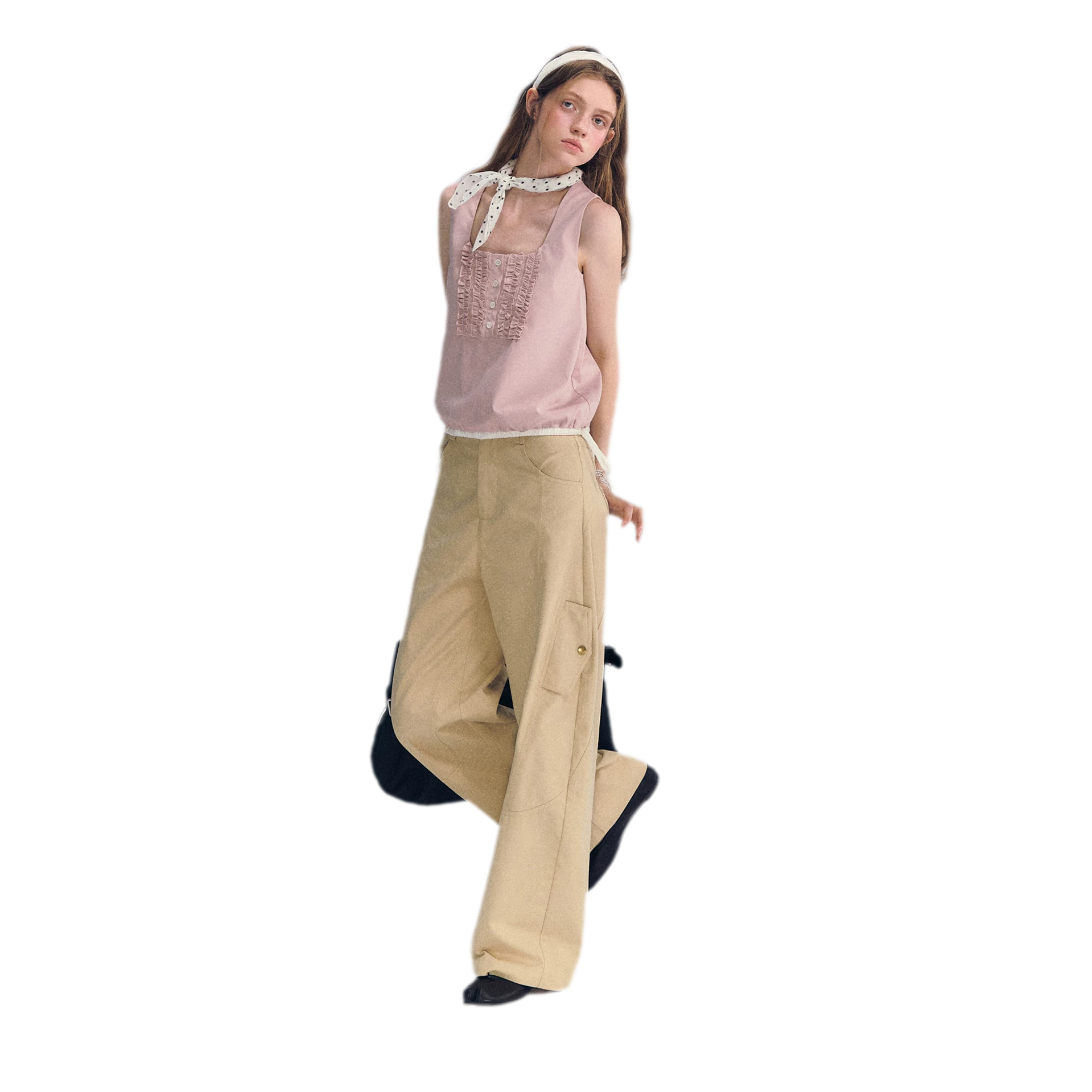 Deconstructed Curved Cargo Pants