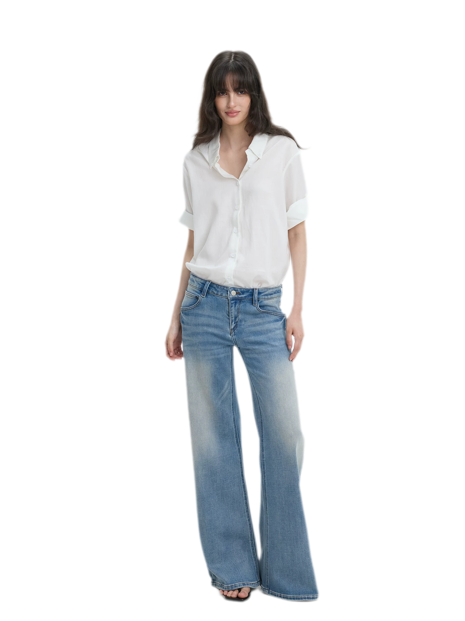 Washed Low-Rise Wide-Leg Jeans