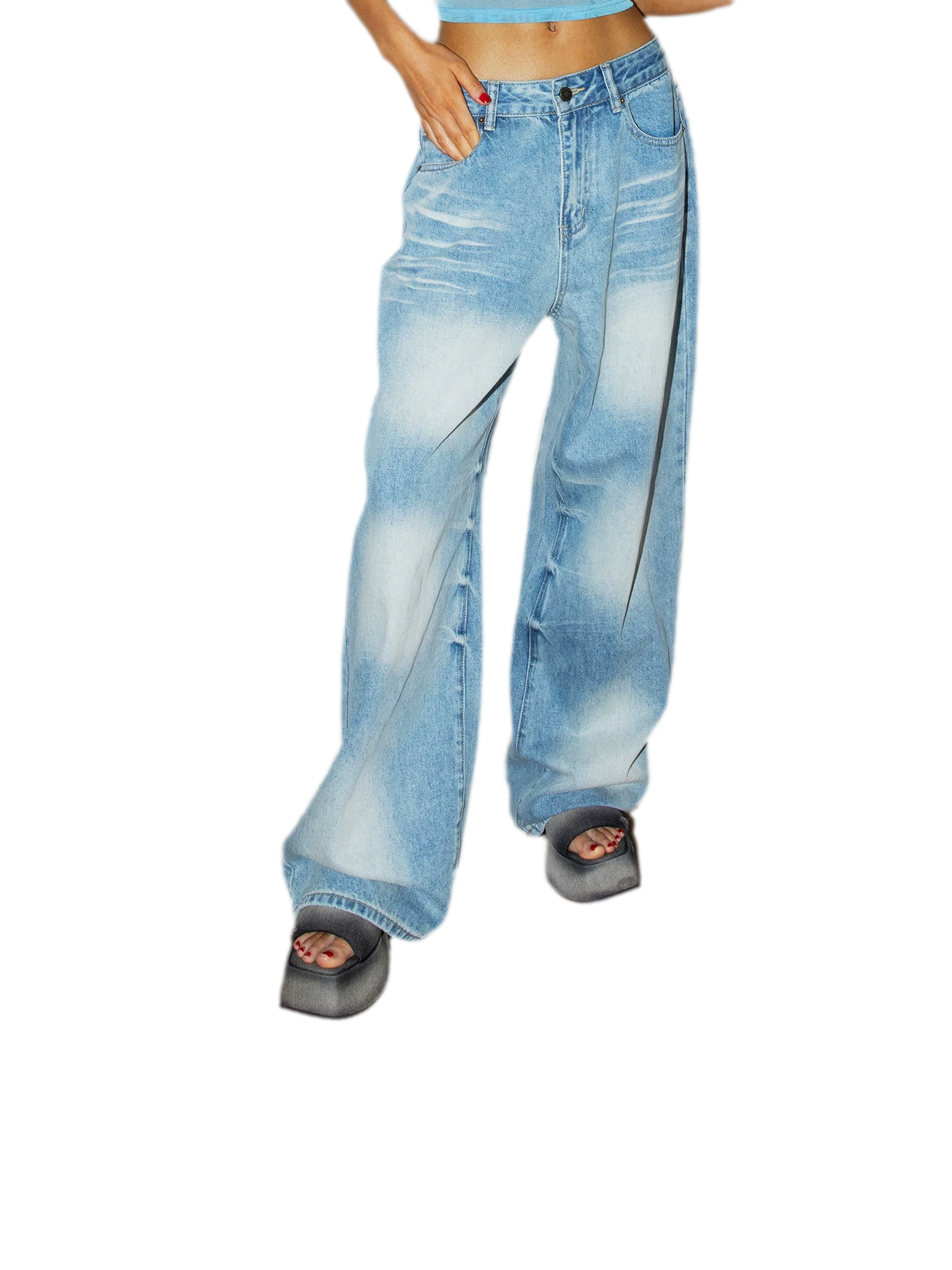 Washed Platform Slippers