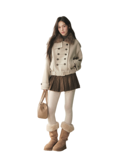Cappotto corto in lana doppiopetto