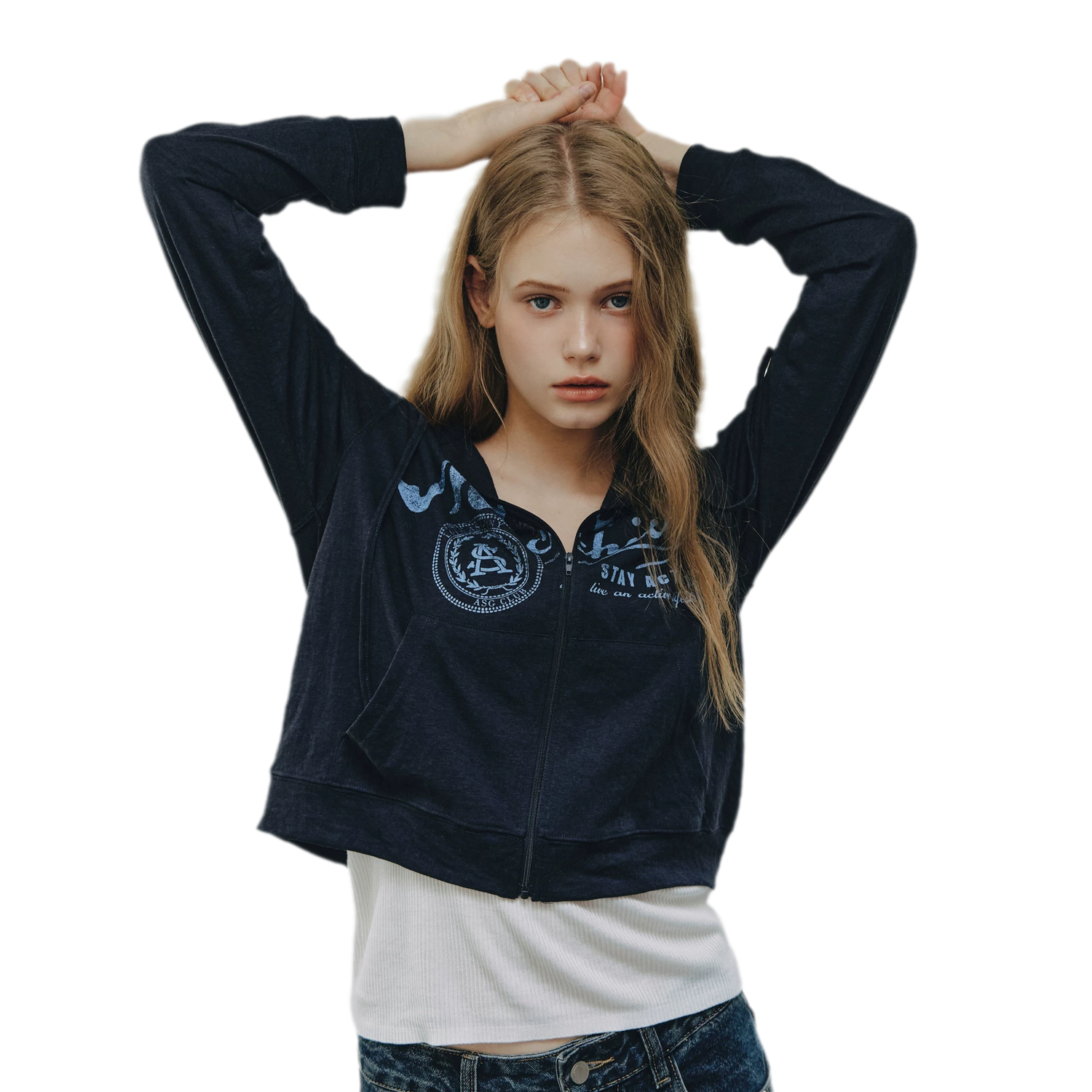 Distressed Cropped Hooded Jacket