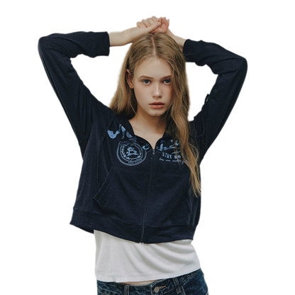 Distressed Cropped Hooded Jacket