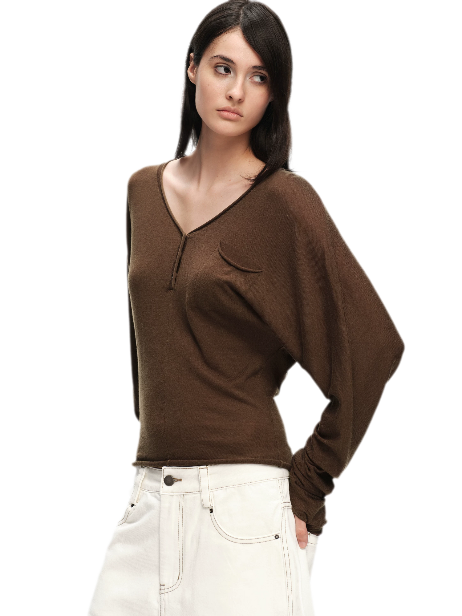 Lyocell Wool V-Neck Top