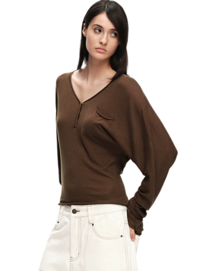 Lyocell Wool V-Neck Top