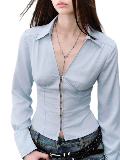 Cutout Tie Waist Shirt