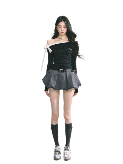 Asymmetrisches gerafftes Crop-T-Shirt