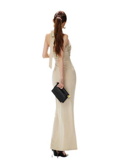 Cross-Twist Halter Dress