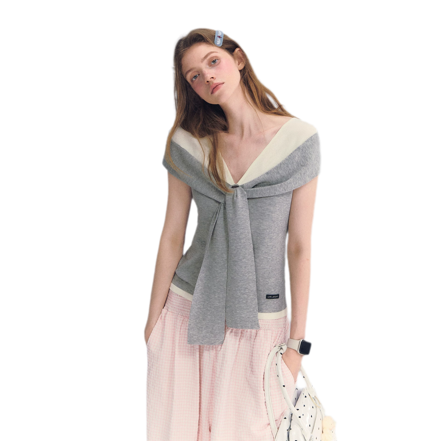Colorblock Off-Shoulder Tee