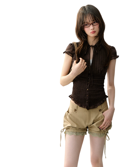 Original Mulberry Silk Lyocell Shirred Waist Blouse