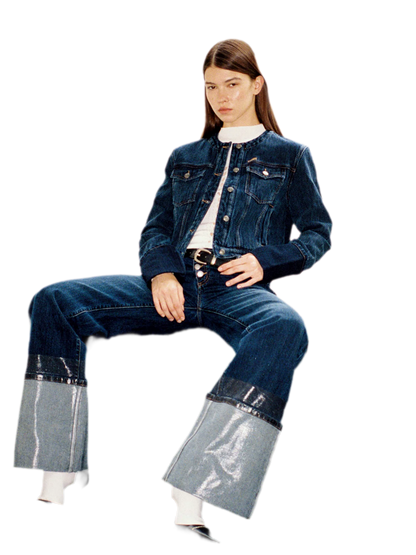 Washed Asymmetric Flare Jeans