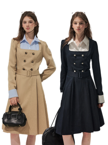 Vintage Trench Collar Dress