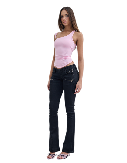 Waxed Slim Flare Jeans