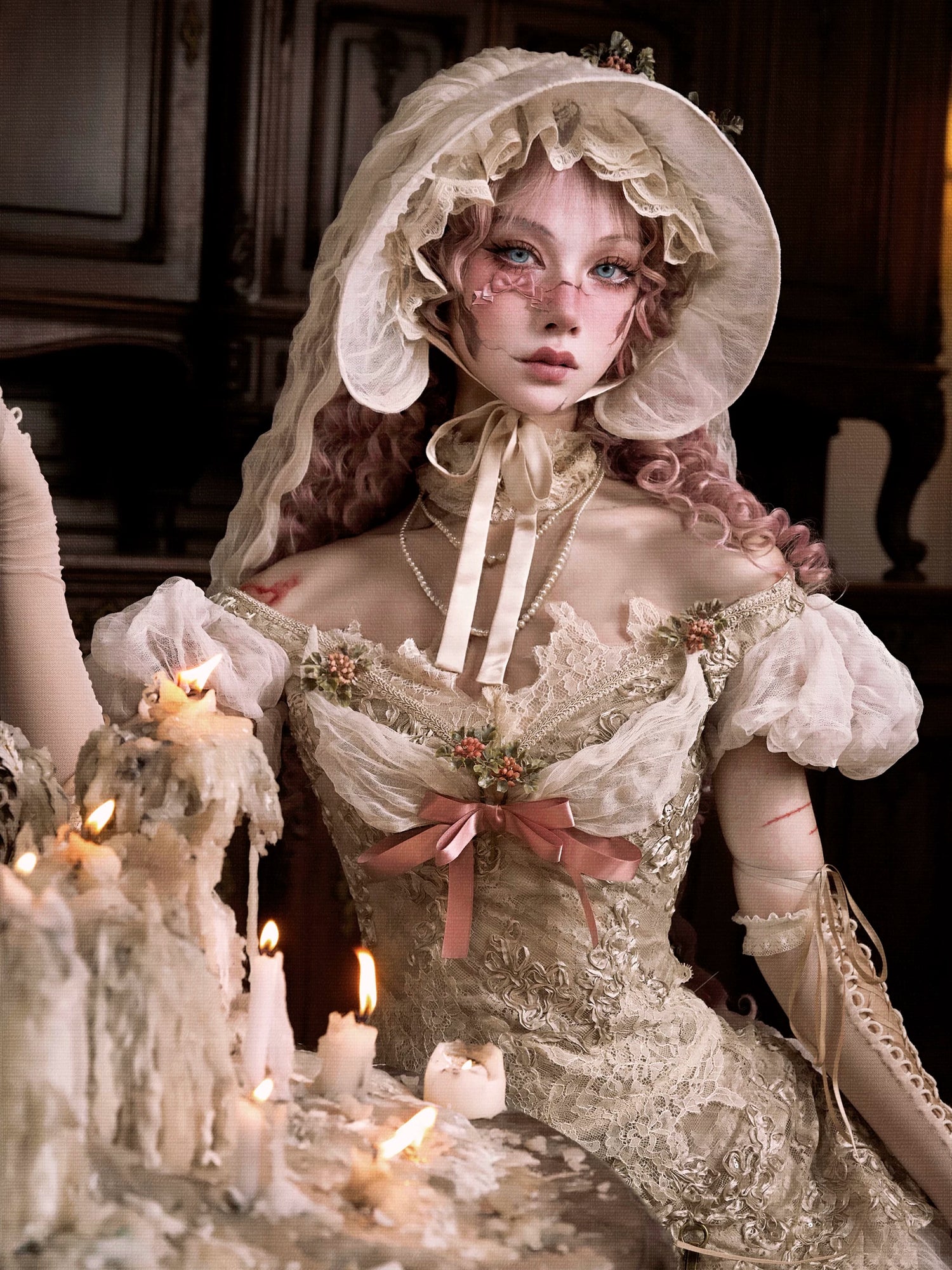 Vintage Lace Rabbit Ear Hat