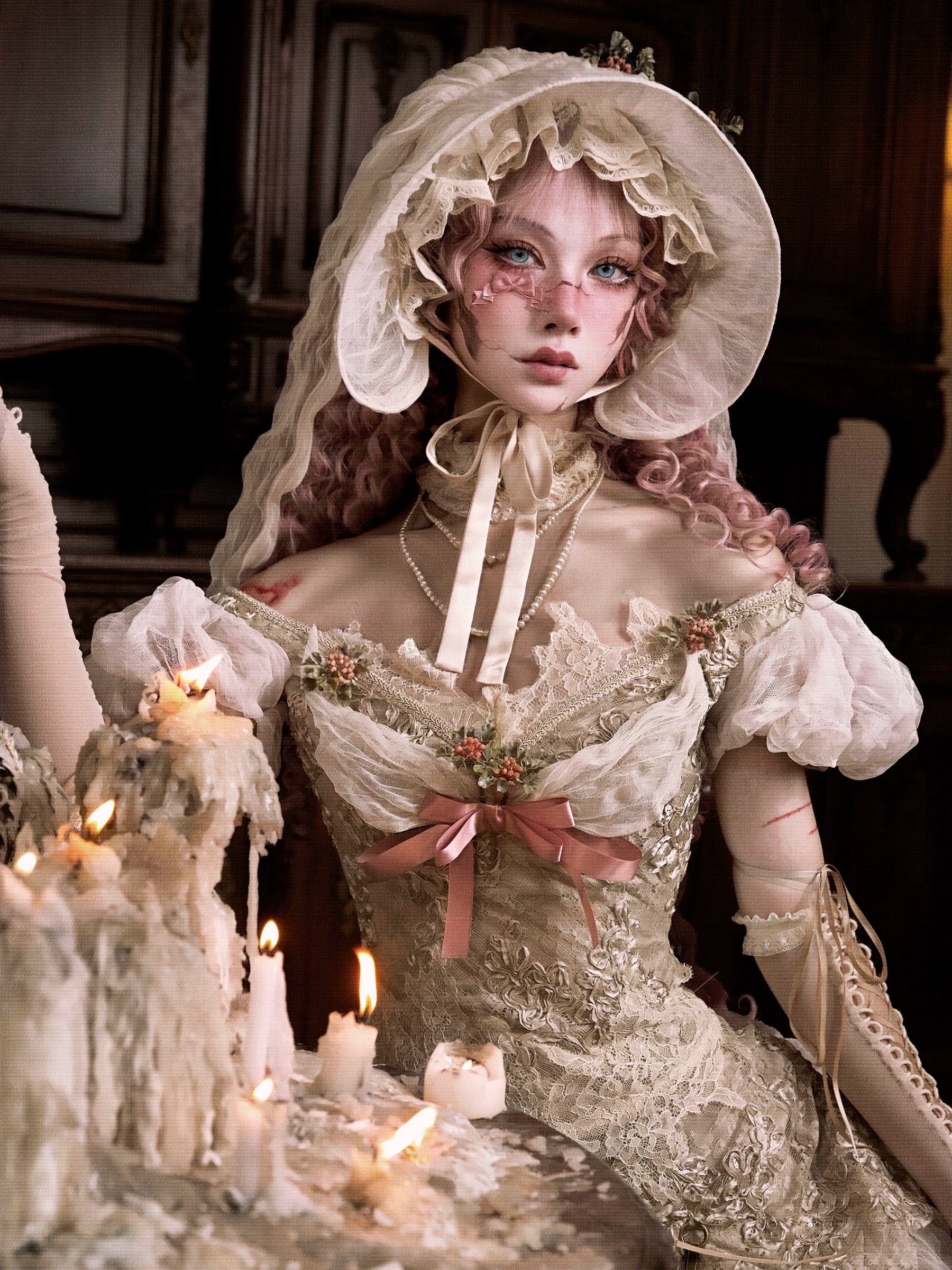 Vintage Lace Rabbit Ear Hat