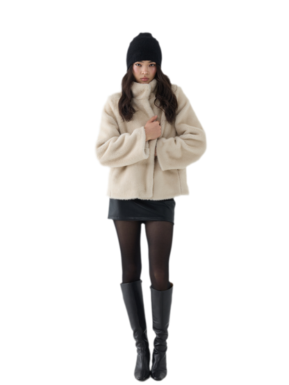 Eco-Friendly Cropped Faux Fur Jacket