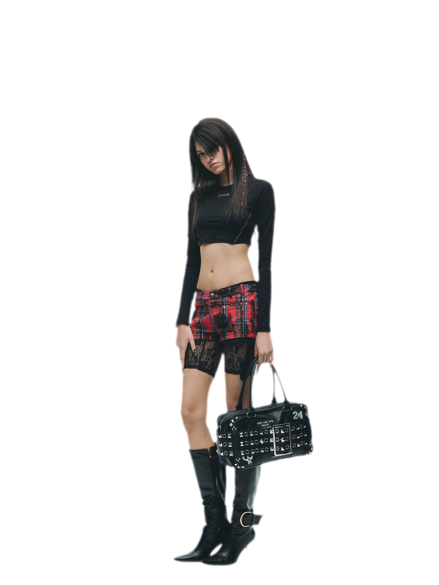 Rivet Cropped Raglan T-Shirt