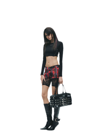 Rivet Cropped Raglan T-Shirt