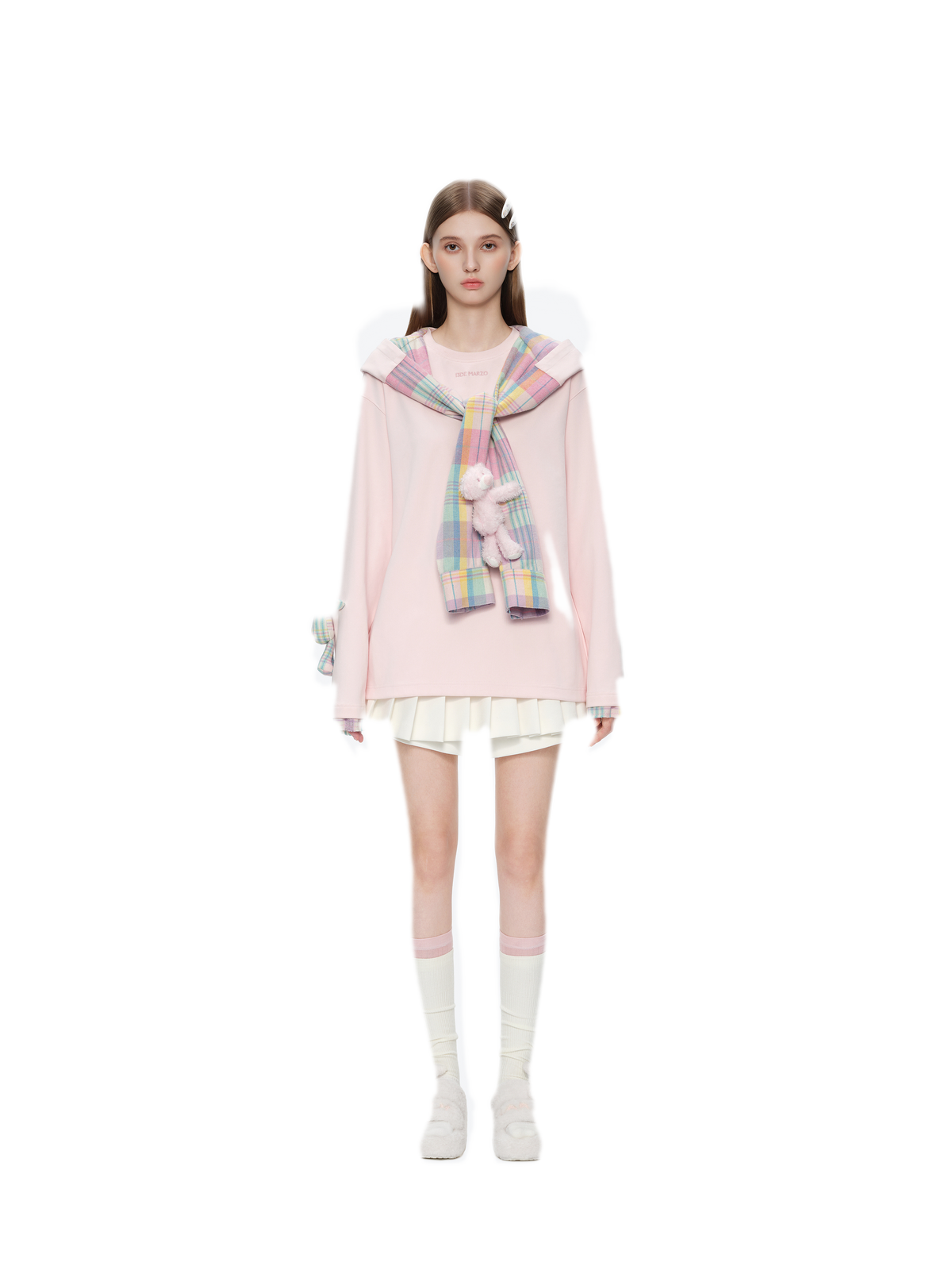 Deconstructed Plaid Hooded T-Shirt