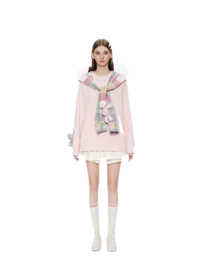 Deconstructed Plaid Hooded T-Shirt