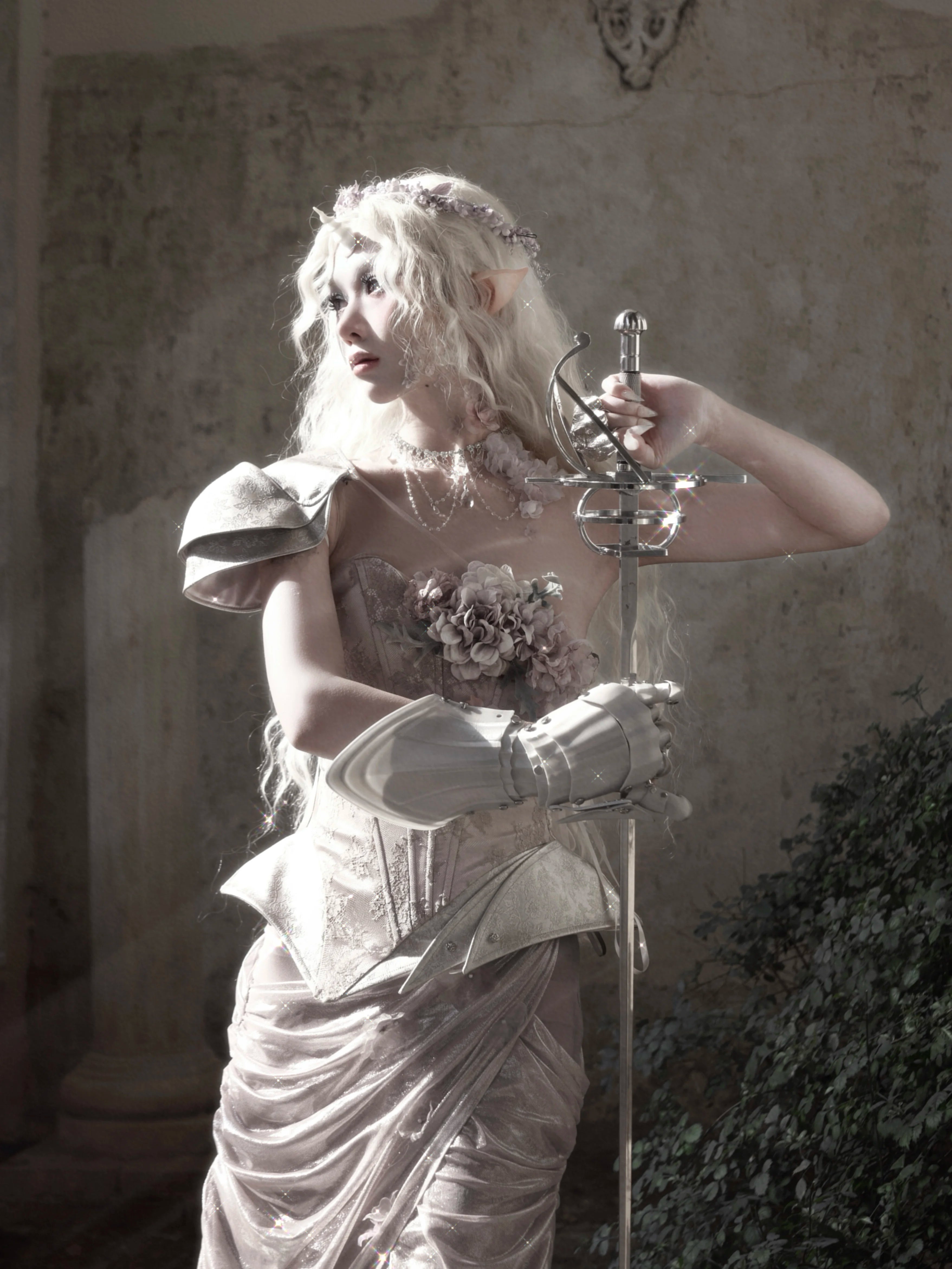 Metallic Floral Armor Corset
