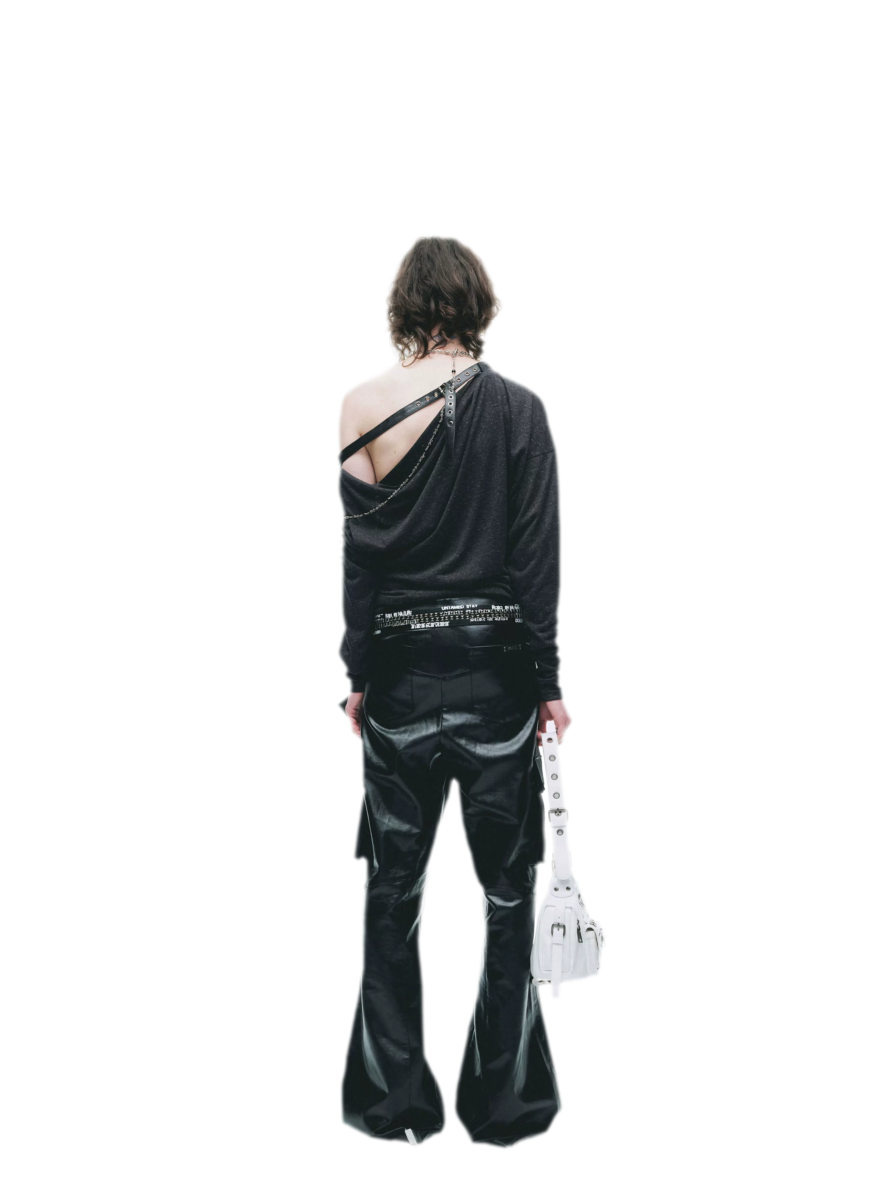 Distressed Graphic One-Shoulder T-Shirt