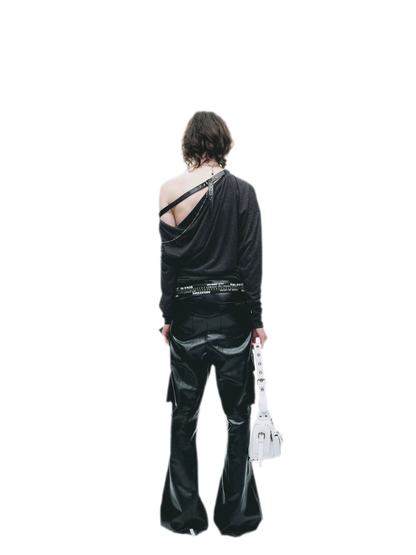 Distressed Graphic One-Shoulder T-Shirt
