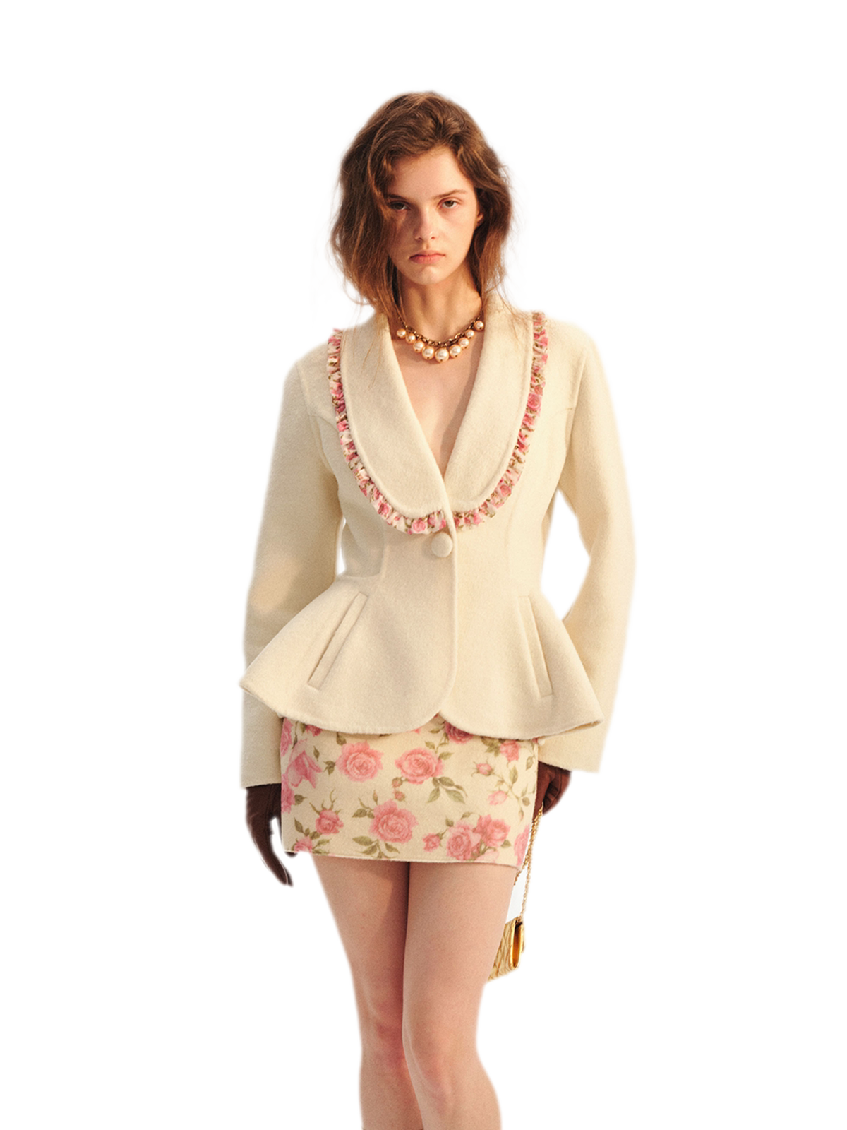 Double-Faced Wool Jacket Skirt Set