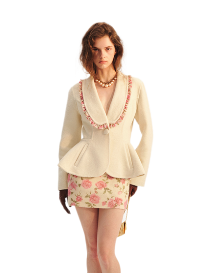 Double-Faced Wool Jacket Skirt Set