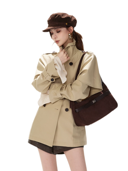 Áo khoác trench cape vải twill