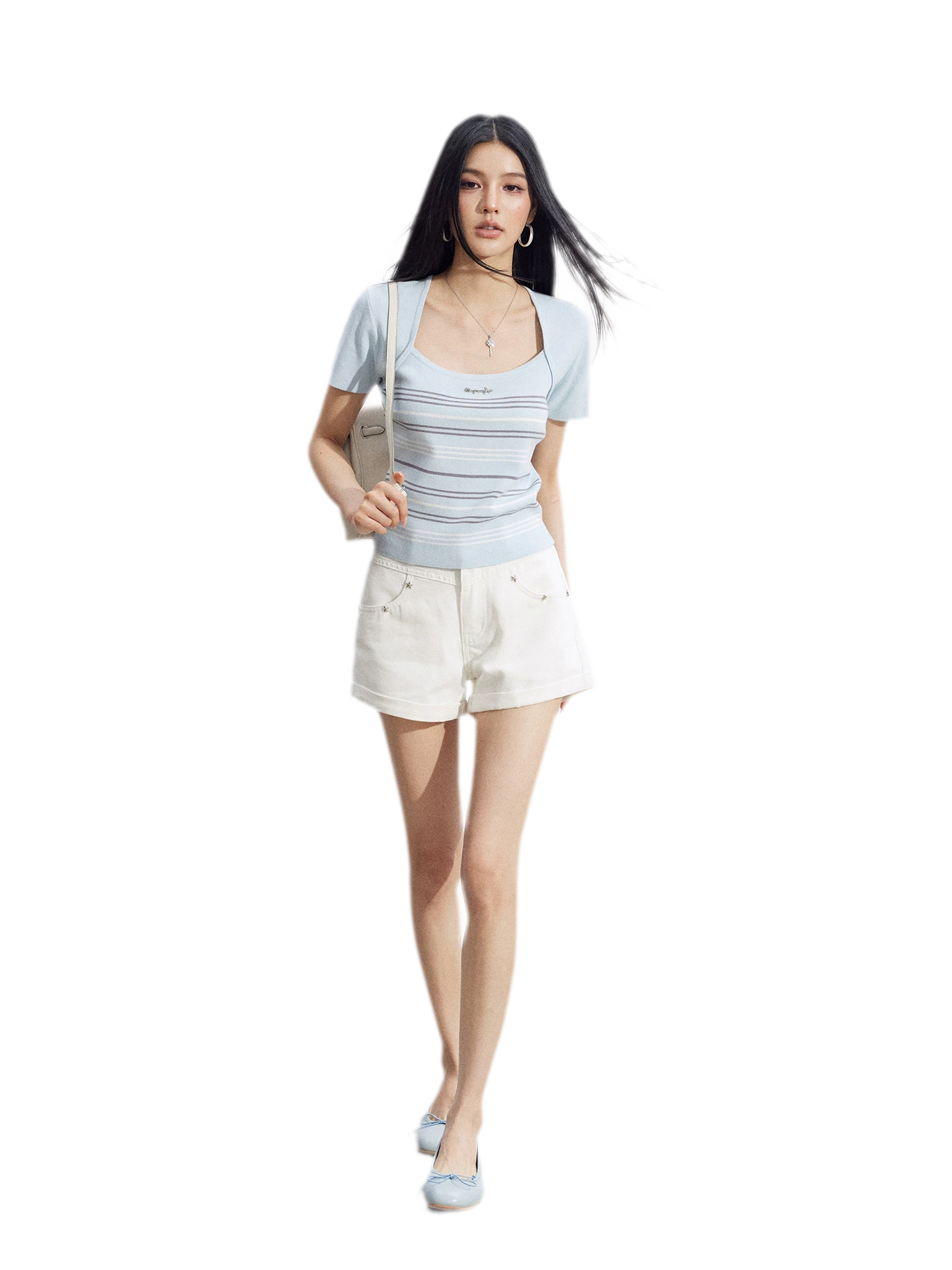 Embroidered Denim Shorts