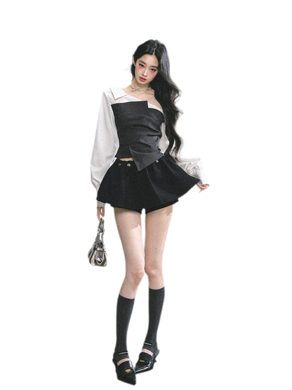 Chemise courte asymétrique