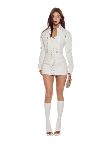 Lace-Up Bodycon Mini Dress
