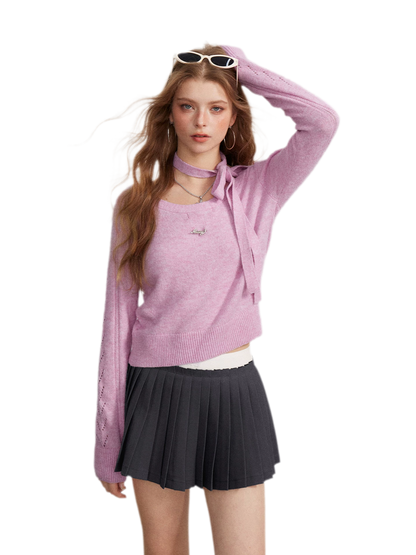 Openwork Reversible Knit Top