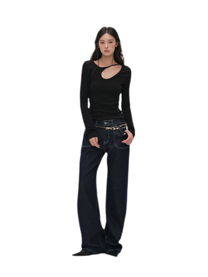 Lyocell Asymmetric Cutout Top