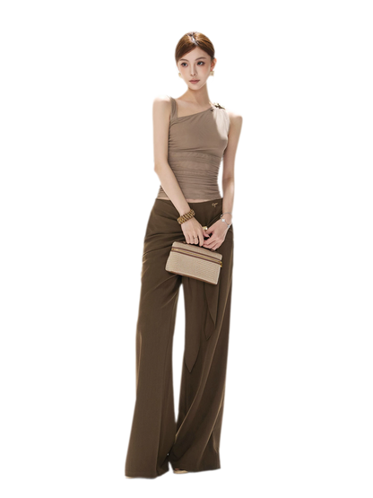 Asymmetric Ruched Mesh Top