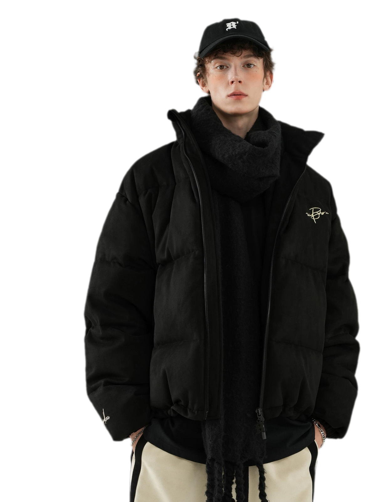 Suede Oversized Down Puffer Jacket