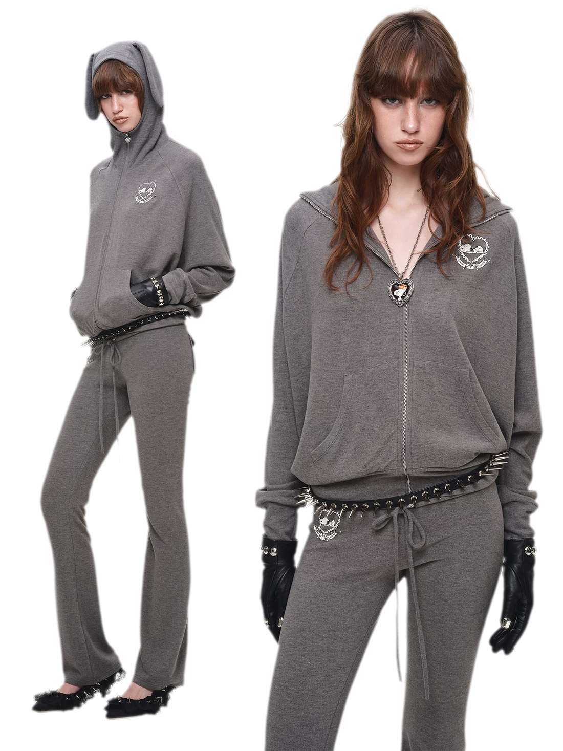 Brushed Knit Batwing Hoodie Set