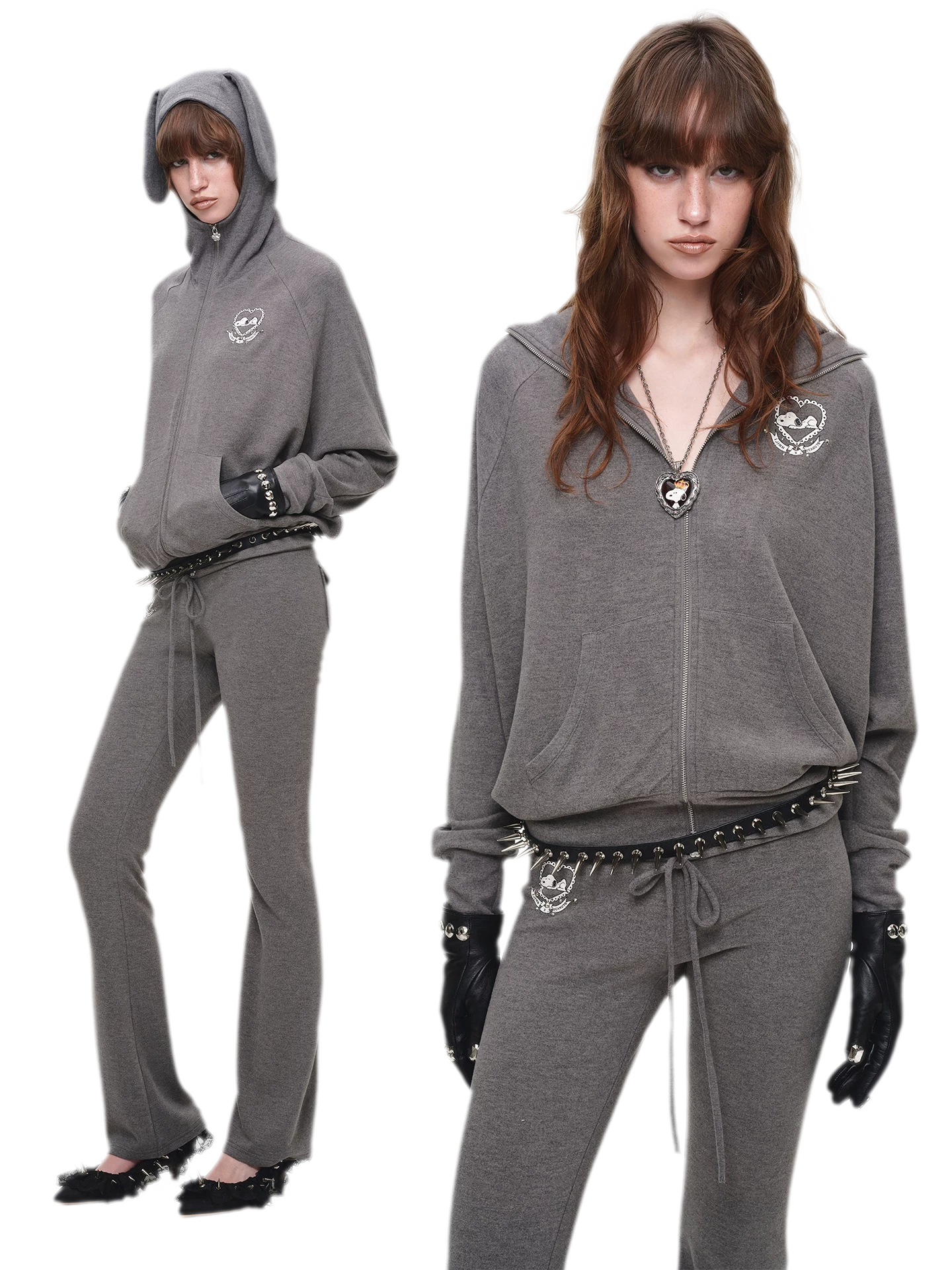 Brushed Knit Batwing Hoodie Set