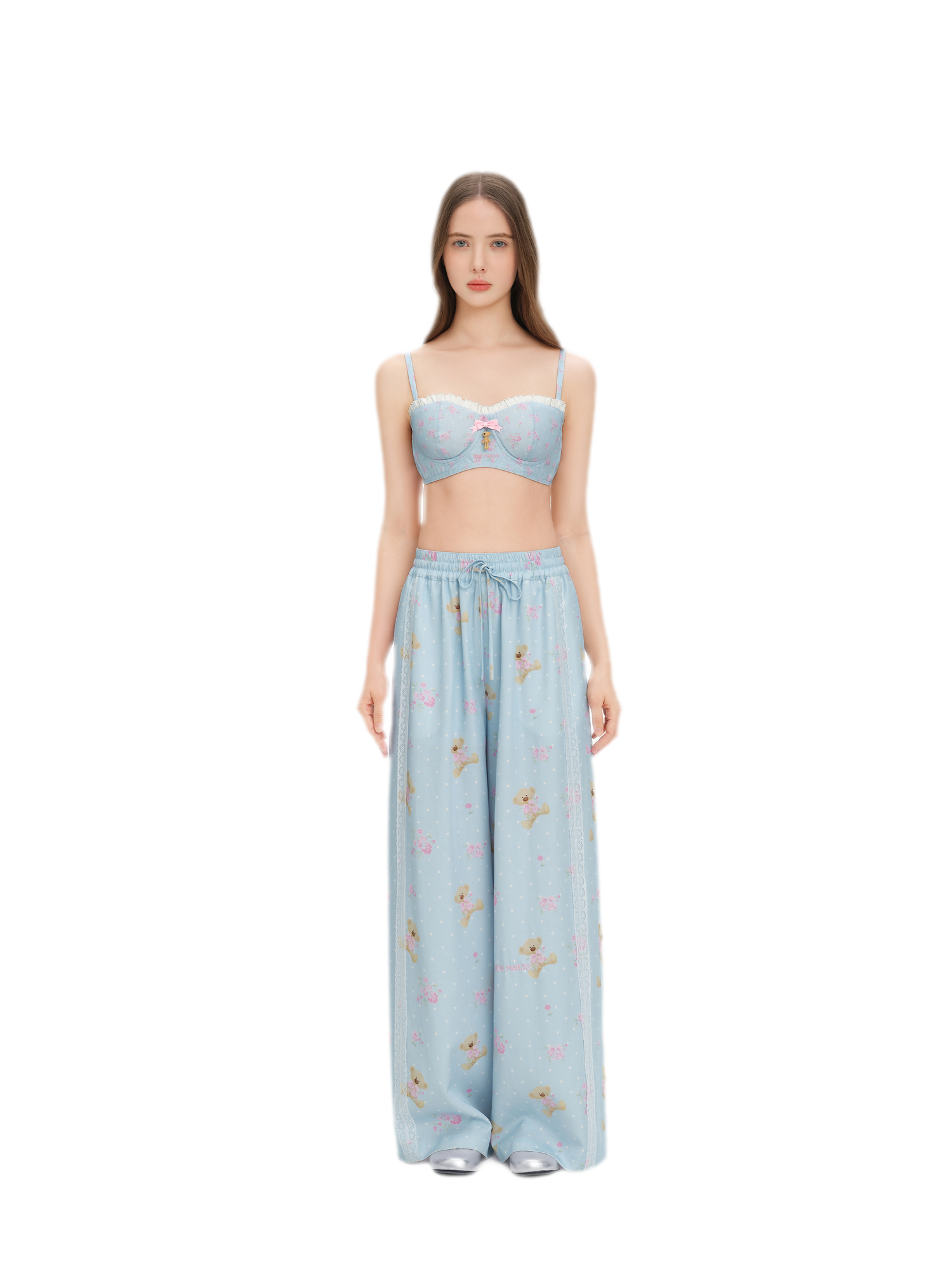 Floral Print Wide-Leg Trousers