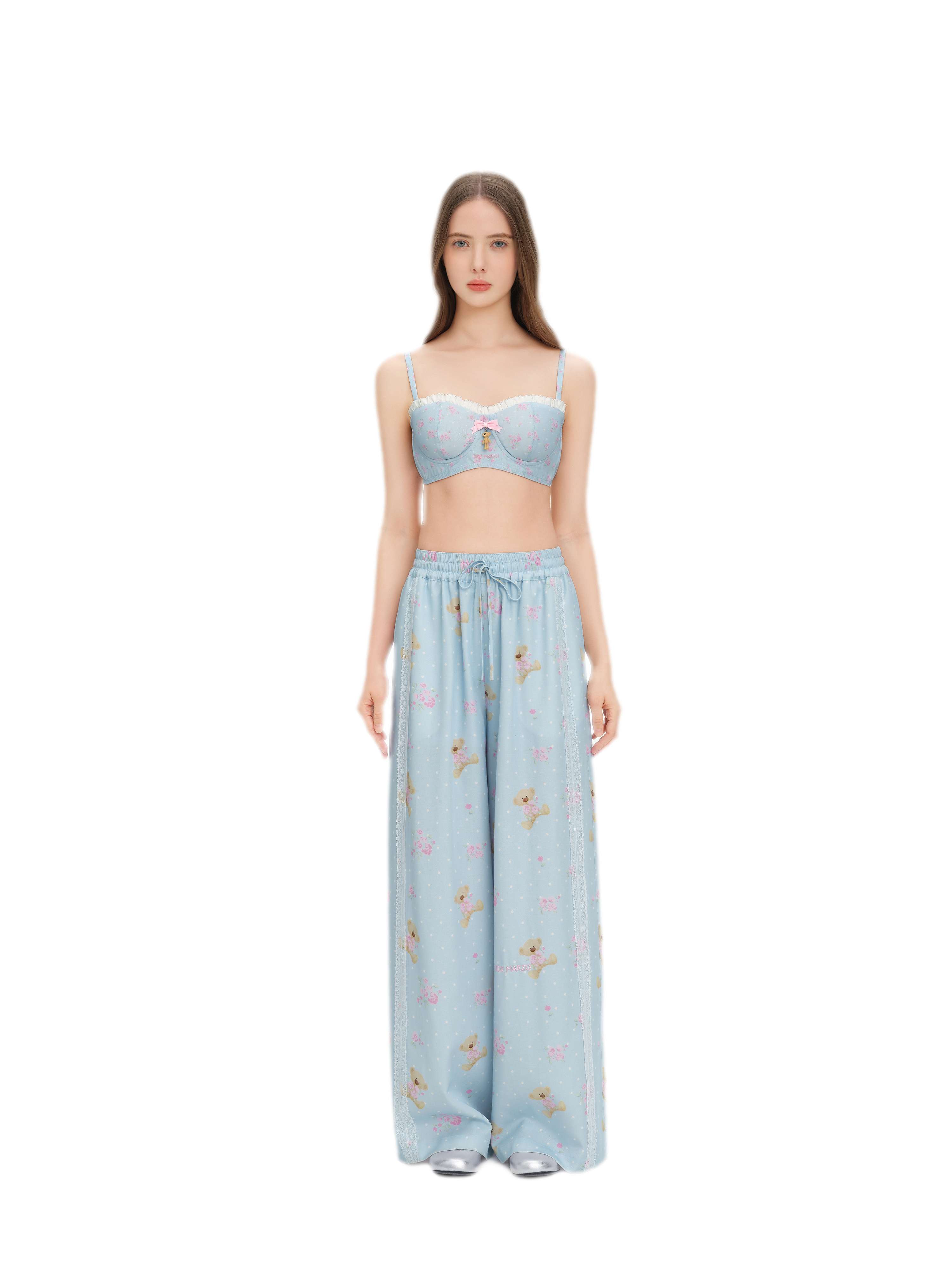 Floral Print Wide-Leg Trousers