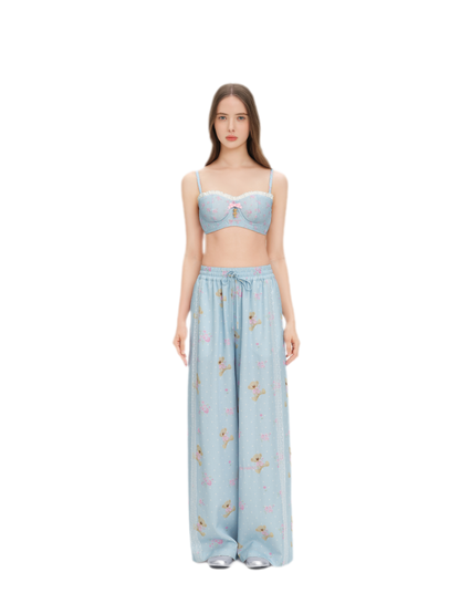 Floral Print Wide-Leg Trousers