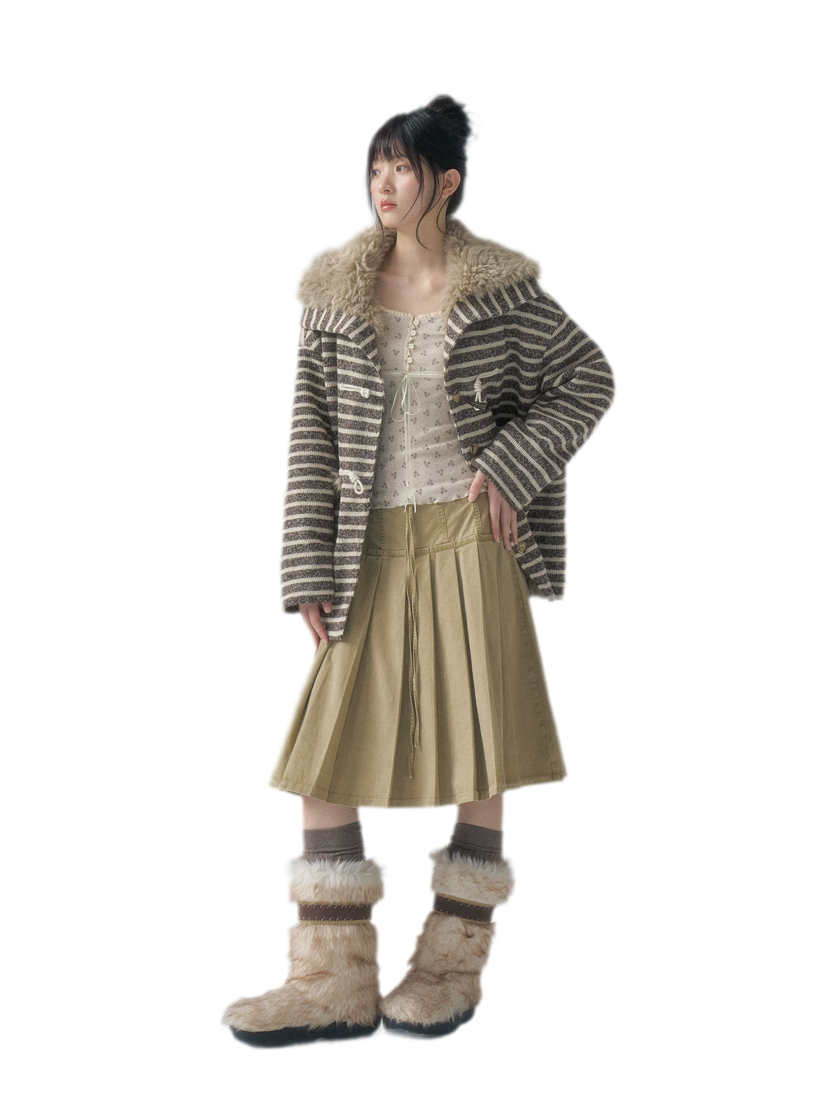 Striped Oversized Toggle Coat