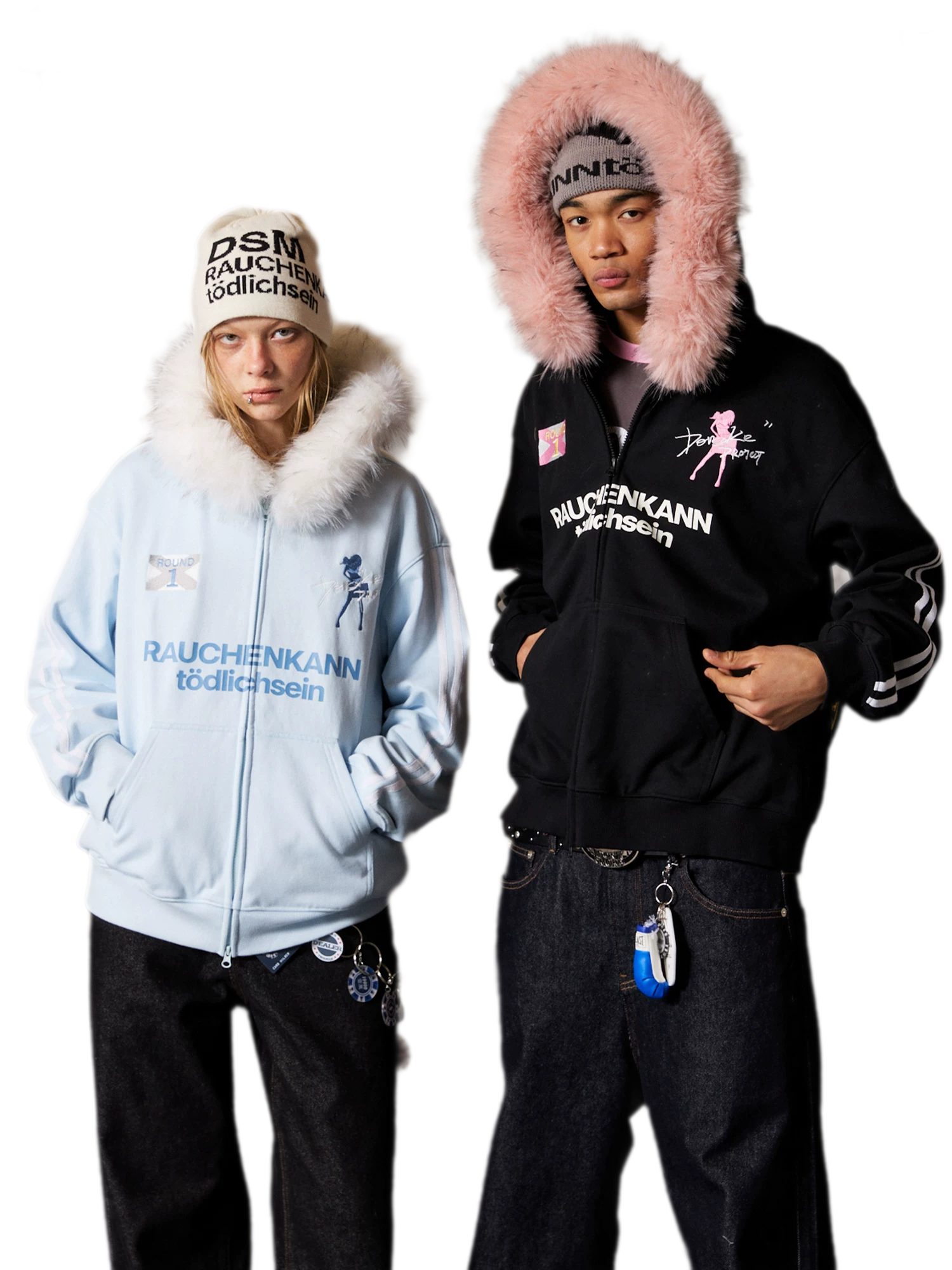 Fur Trim Oversized Zip Hoodie