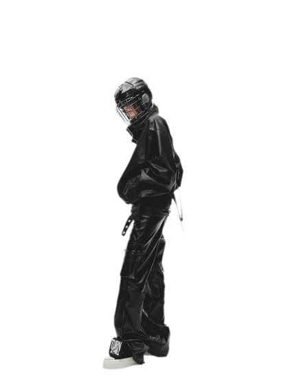 Synthetic Leather Stand-Collar Jacket