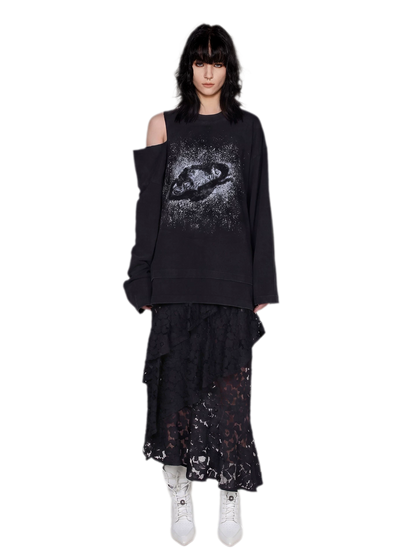 Spray-Dyed Lace Asymmetric Skirt