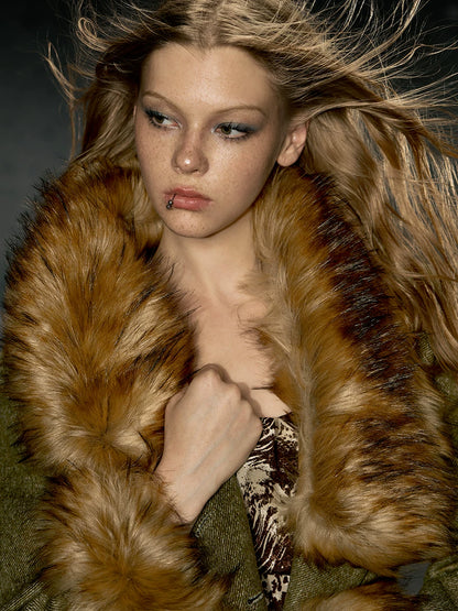 Faux Fur Collar Wool Coat