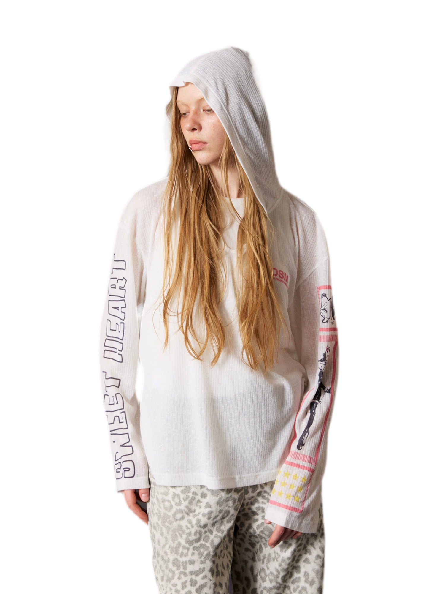 Printed Rib-Knit Hooded Cover-Up