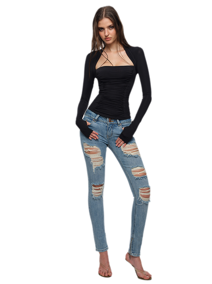 Ruched Sculpted Long-Sleeve Top